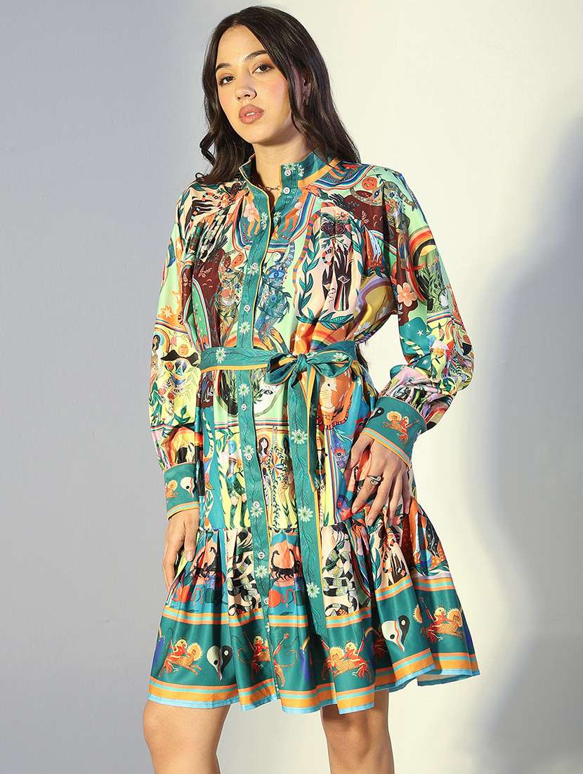 women printed puff sleeve tiered dress - 22321998 -  Standard Image - 2