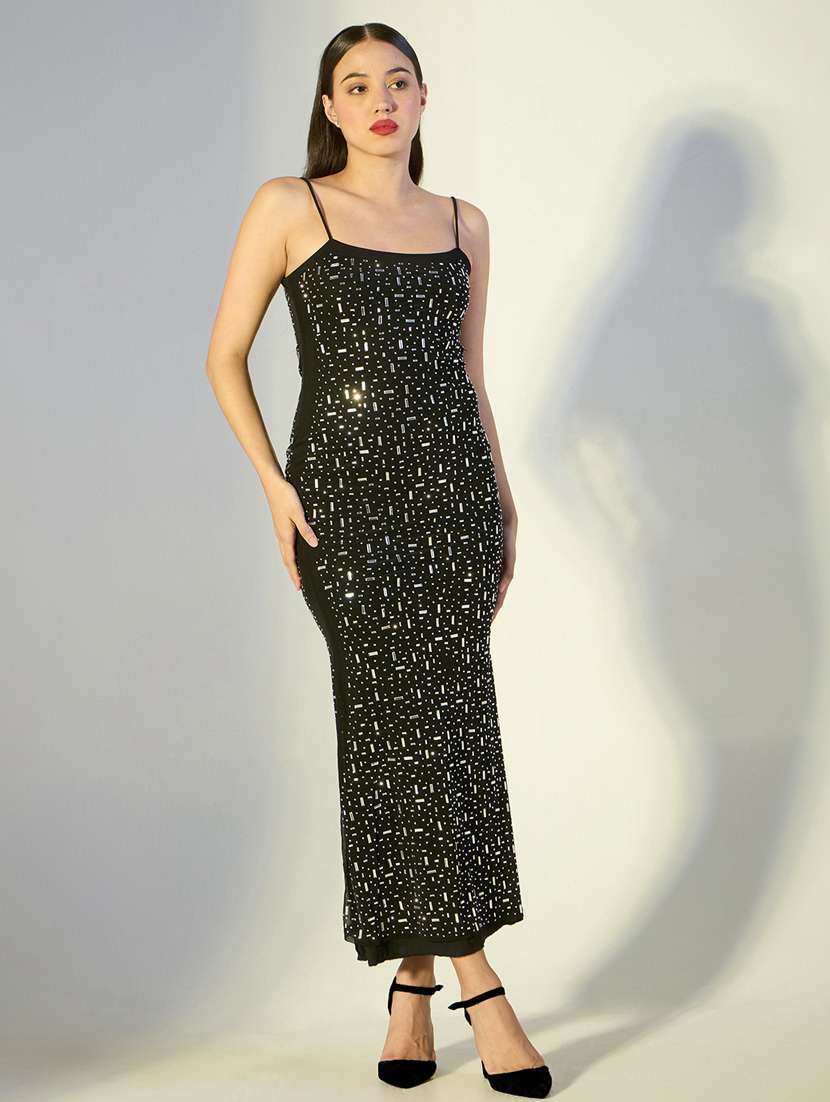 women sequined shoulder strap bodycon dress - 22322016 -  Standard Image - 2