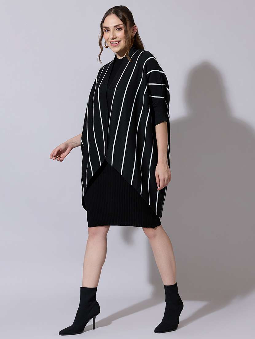 women knit dress with striped poncho-style overlay - 22322029 -  Standard Image - 2