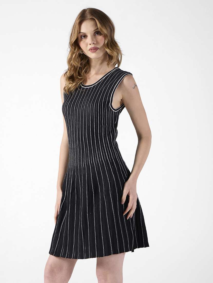 women striped sleeveless a-line dress - 22322037 -  Standard Image - 2