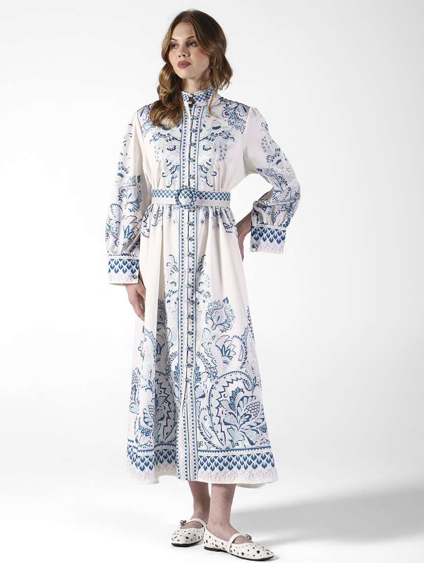women printed puff sleeve a-line dress - 22322058 -  Standard Image - 2