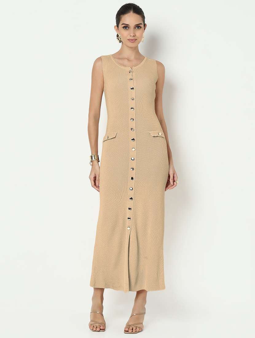 women solid sleeveless bodycon dress - 22322064 -  Standard Image - 2