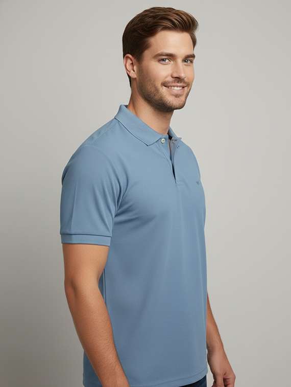 men solid short sleeve regular fit polo t-shirt - 22322090 -  Standard Image - 2