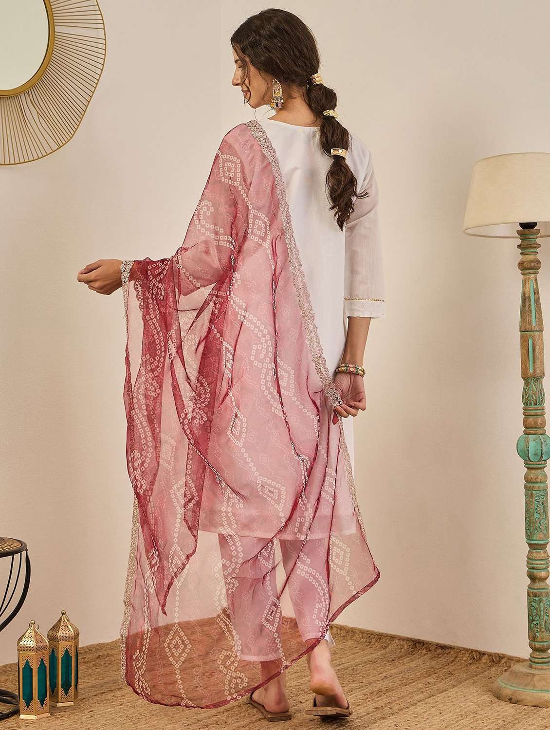 women self design three quarter sleeve kurta pant with dupatta set - 22322120 -  Standard Image - 2