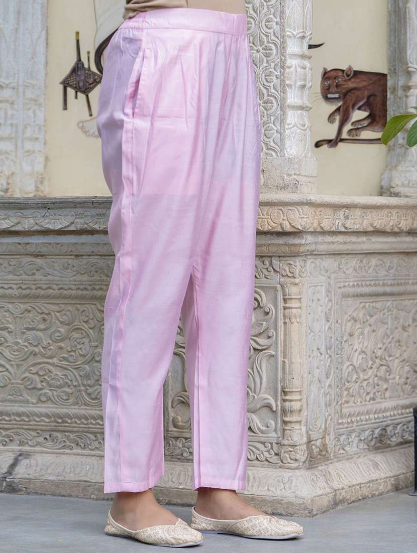 women solid with work three quarter sleeve kurta pant with dupatta set - 22322123 -  Standard Image - 2