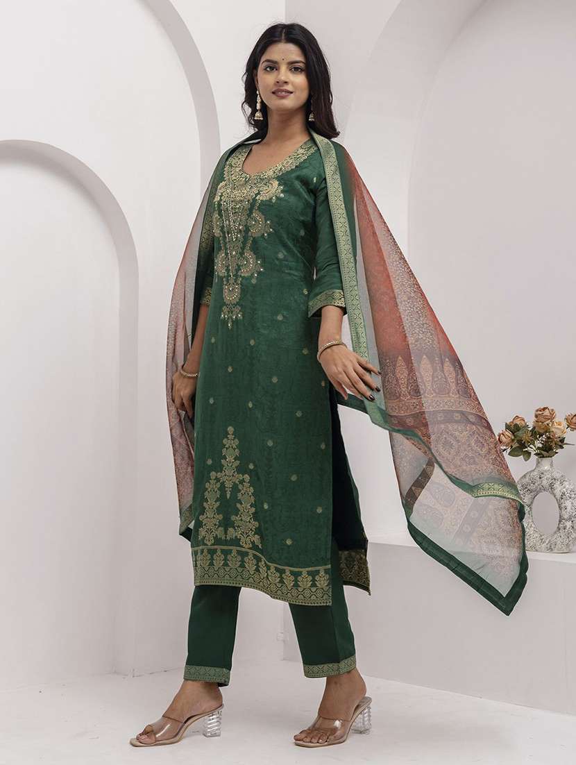 women self design three quarter sleeve kurta pant with dupatta set - 22322144 -  Standard Image - 2