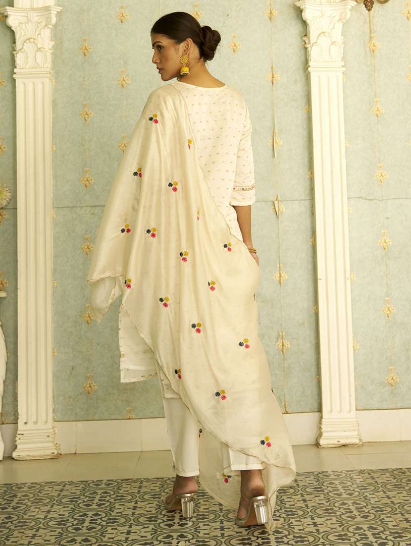 women self design three quarter sleeve kurta pant with dupatta set - 22322167 -  Standard Image - 2