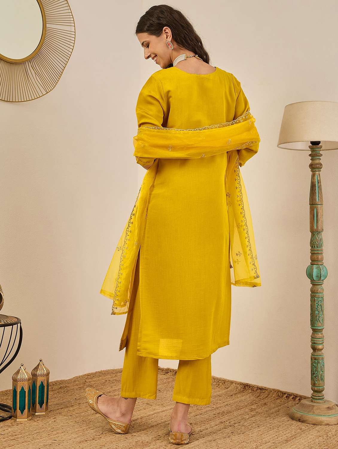yellow silk blend kurta pant  set - 22322194 -  Standard Image - 2