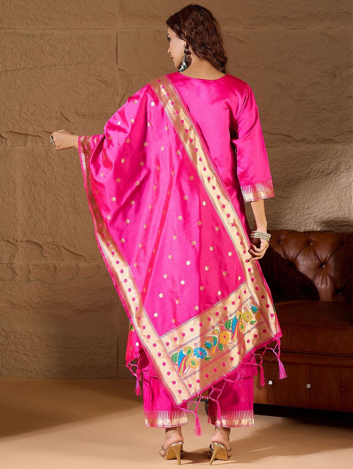 women self design three quarter sleeve kurta pant with dupatta set - 22322214 -  Standard Image - 2