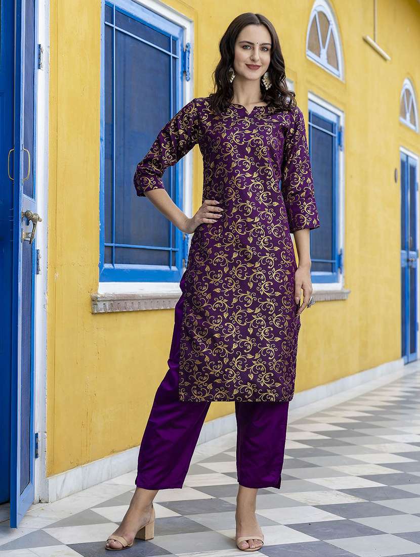women self design three quarter sleeve kurta pant with dupatta set - 22322236 -  Standard Image - 2