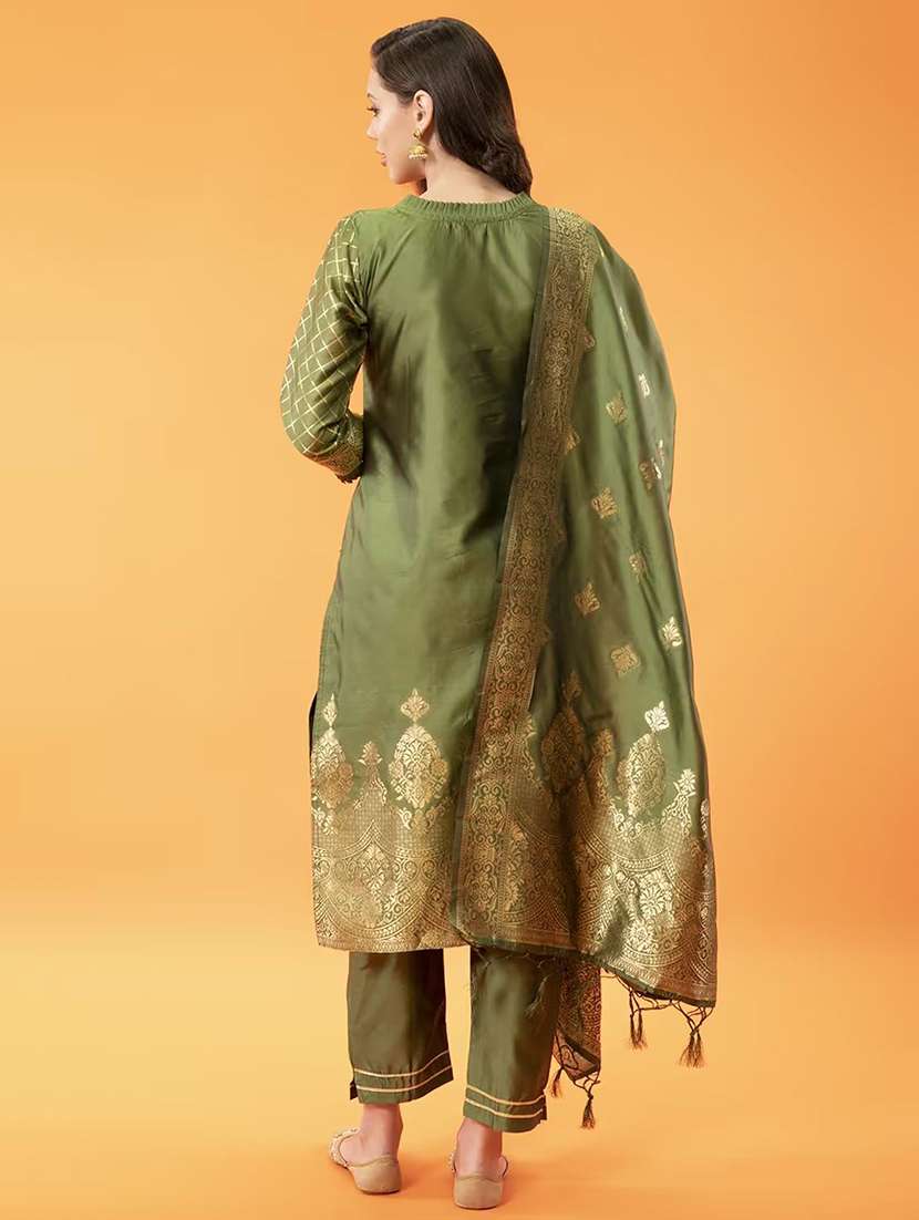 women self design three quarter sleeve kurta pant with dupatta set - 22322250 -  Standard Image - 2