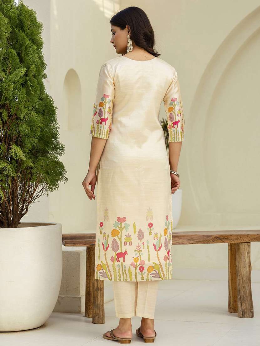women printed three quarter sleeve kurta pant with dupatta set - 22322257 -  Standard Image - 2