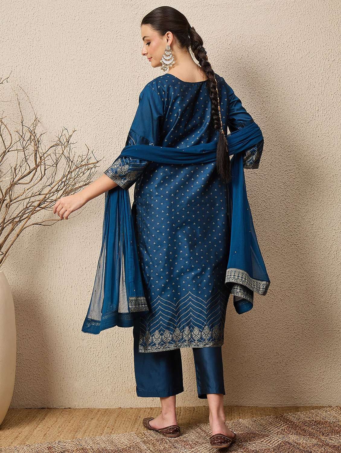 women self design three quarter sleeve kurta pant with dupatta set - 22322272 -  Standard Image - 2