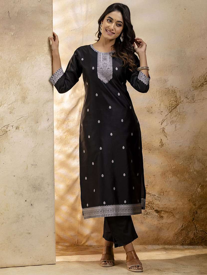 women self design three quarter sleeve kurta pant with dupatta set - 22322281 -  Standard Image - 2