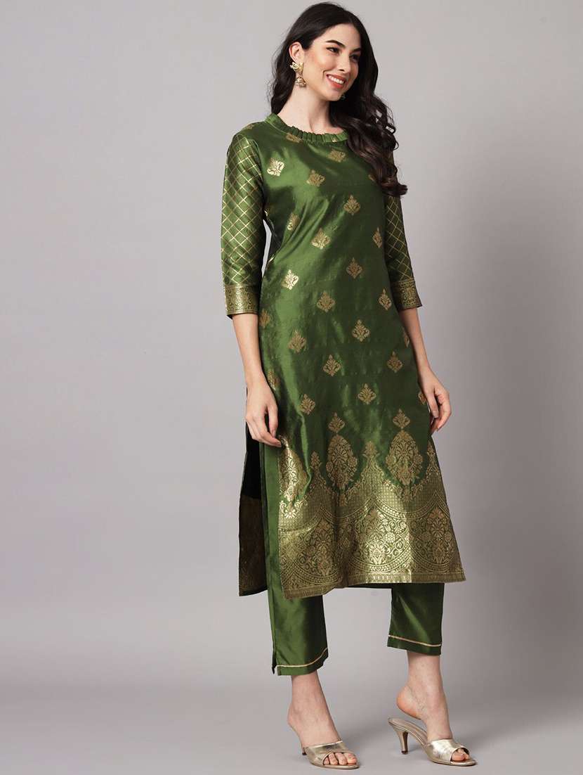 women self design three quarter sleeve kurta pant with dupatta set - 22322293 -  Standard Image - 2