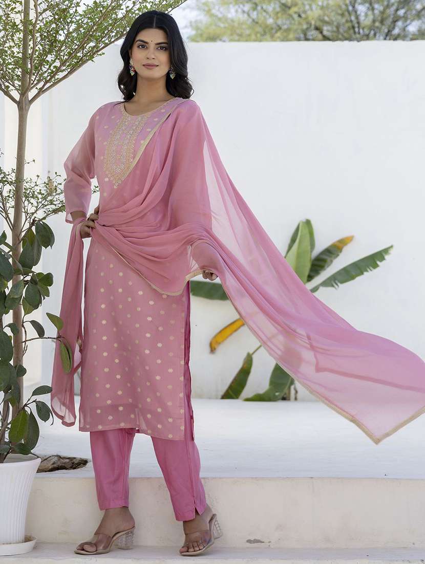 women self design three quarter sleeve kurta pant with dupatta set - 22322305 -  Standard Image - 2
