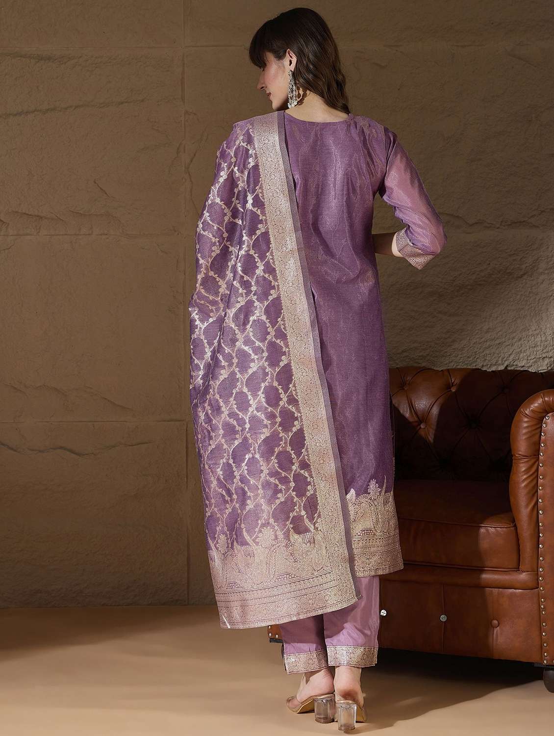 women self design three quarter sleeve kurta pant with dupatta set - 22322347 -  Standard Image - 2