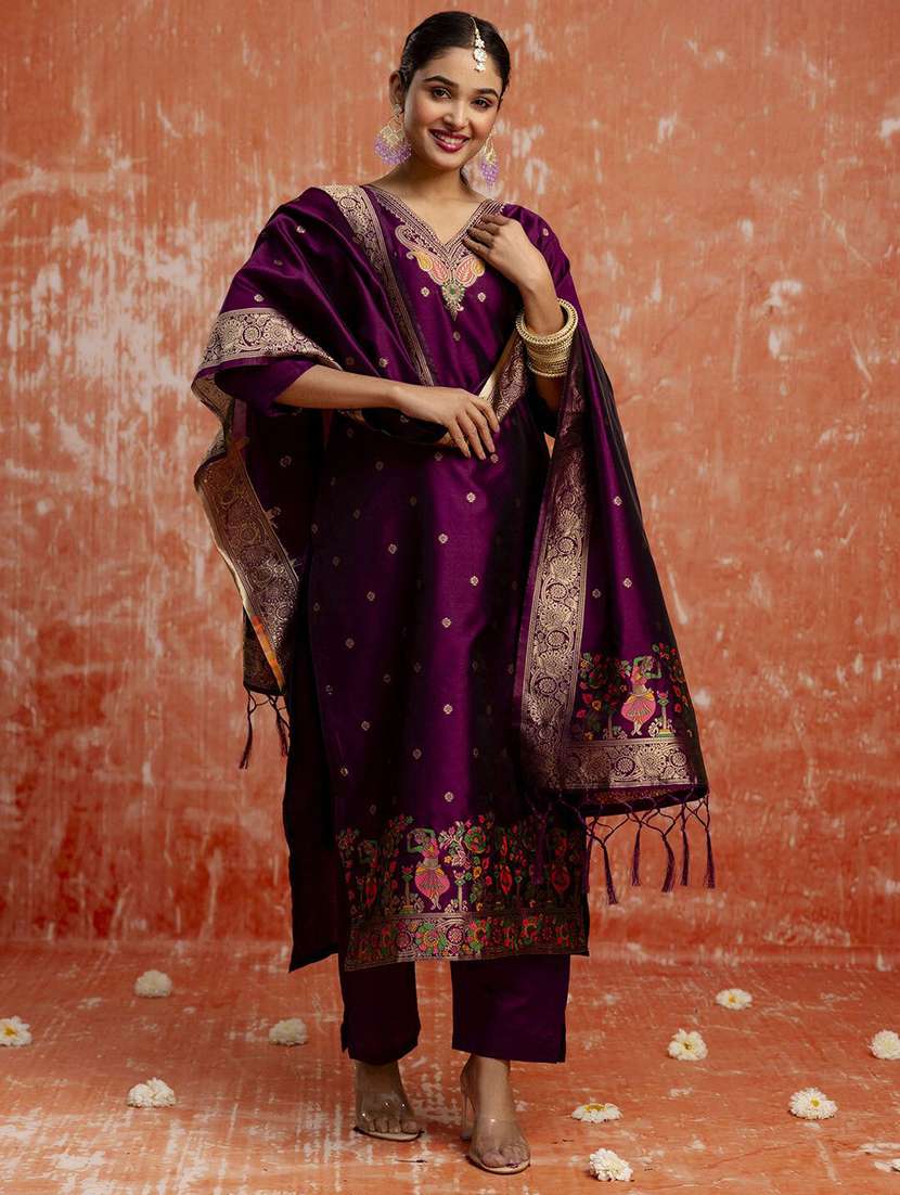 women self design three quarter sleeve kurta pant with dupatta set - 22322367 -  Standard Image - 2