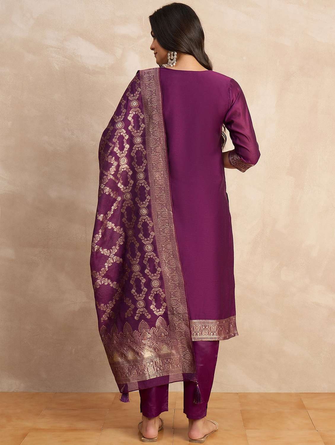 women self design three quarter sleeve kurta pant with dupatta set - 22322387 -  Standard Image - 2