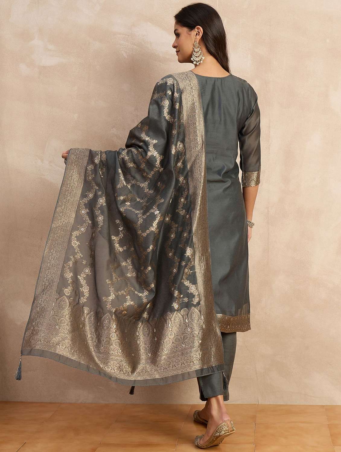women self design three quarter sleeve kurta pant with dupatta set - 22322424 -  Standard Image - 2