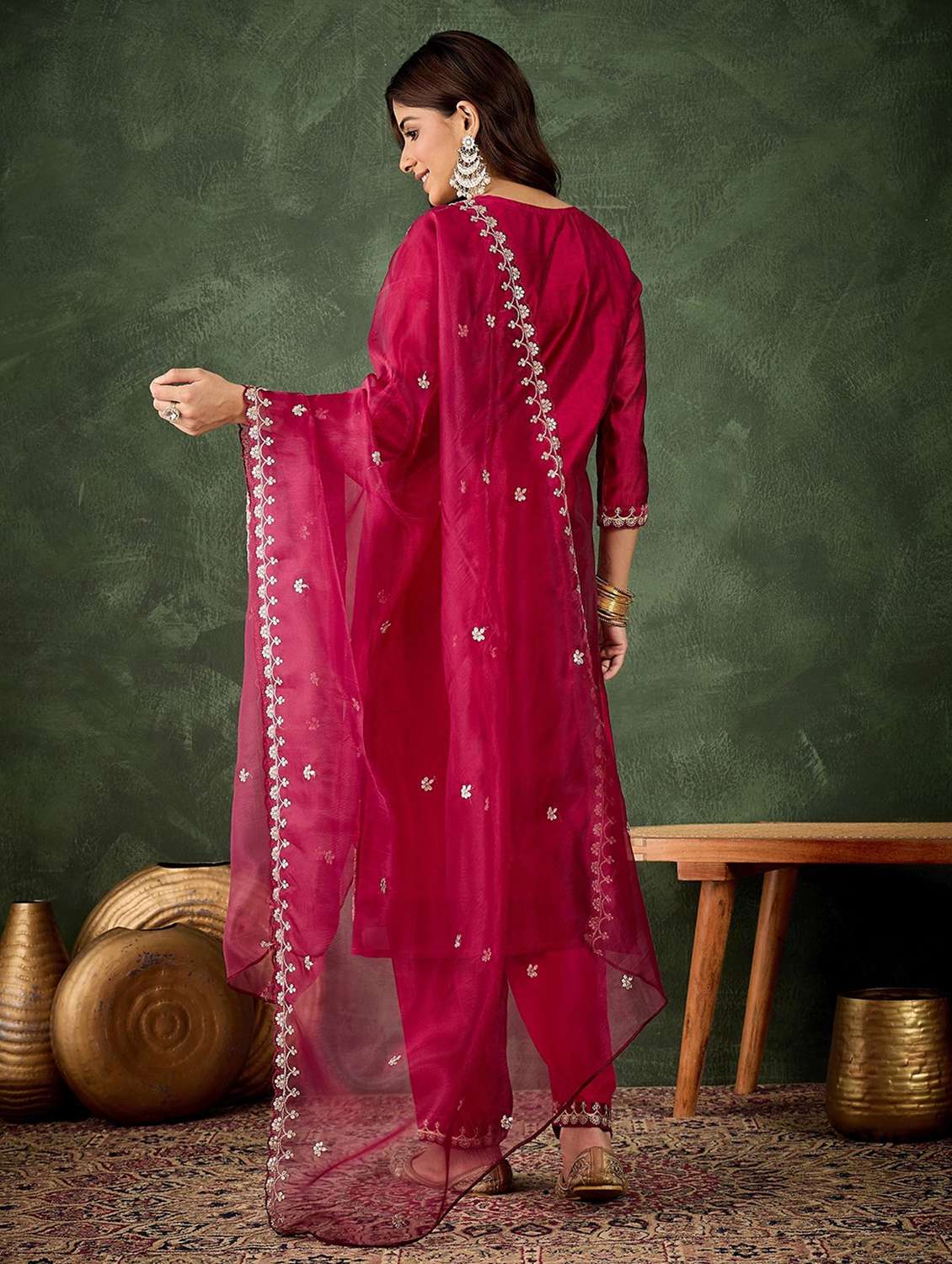 women printed v neck kurta pant with dupatta set - 22322439 -  Standard Image - 2
