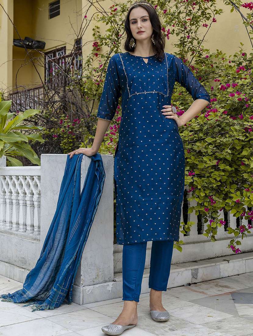 women self design three quarter sleeve kurta pant with dupatta set - 22322510 -  Standard Image - 2