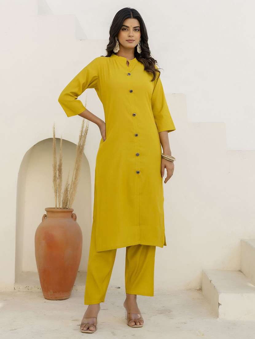 women solid three quarter sleeve kurta pant with dupatta set - 22322526 -  Standard Image - 2