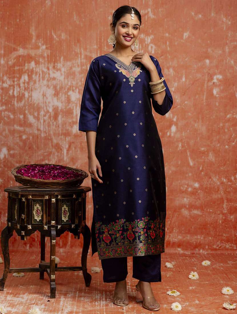 women self design three quarter sleeve kurta pant with dupatta set - 22322554 -  Standard Image - 2