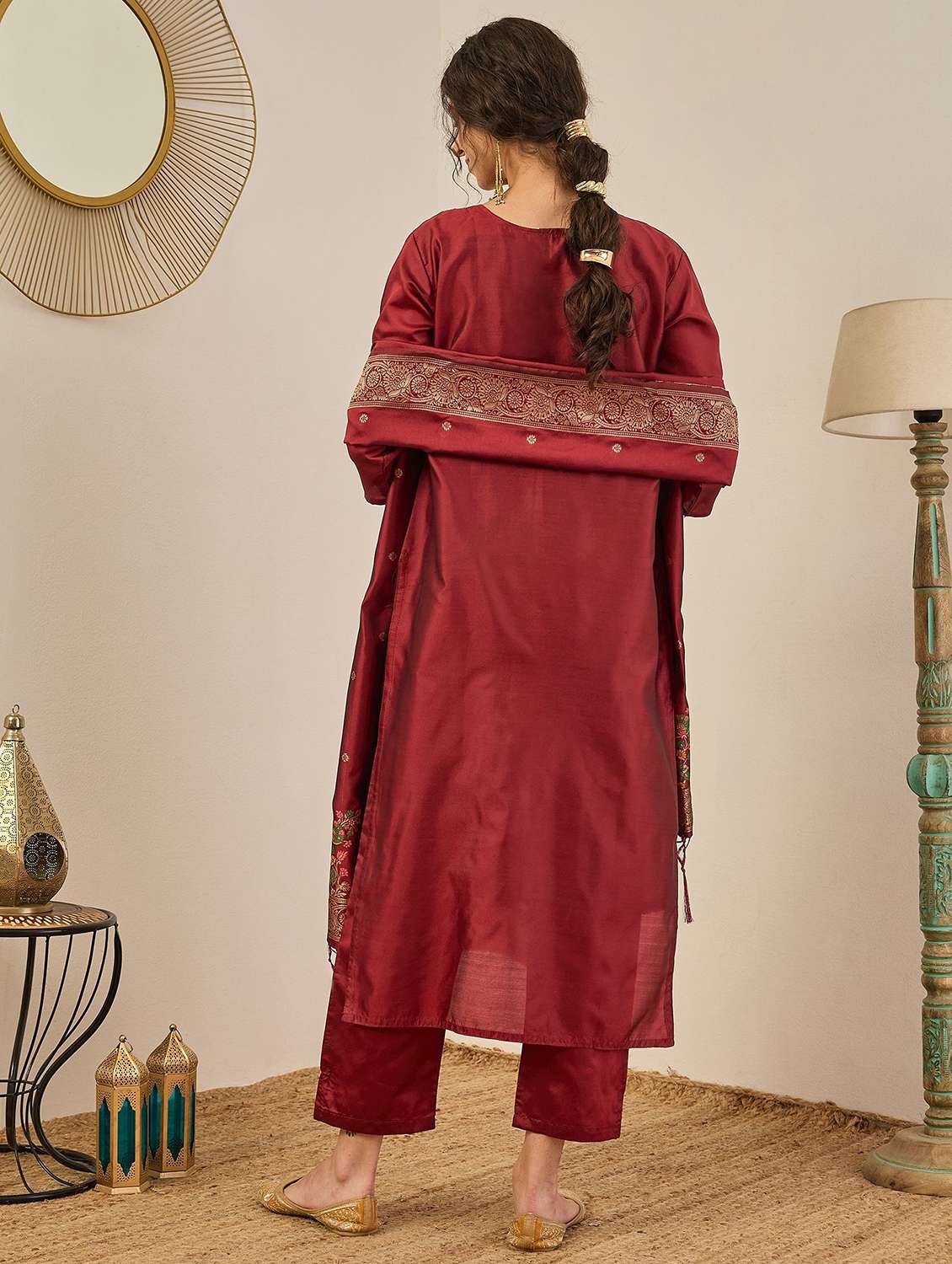 women self design three quarter sleeve kurta pant with dupatta set - 22322558 -  Standard Image - 2