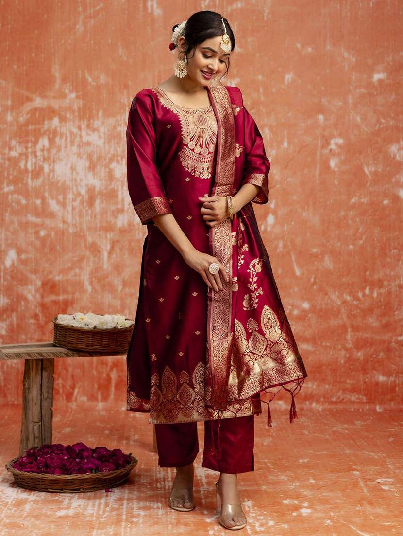 women self design three quarter sleeve kurta pant with dupatta set - 22322566 -  Standard Image - 2