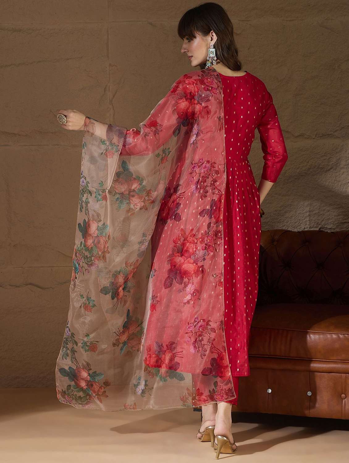 women self design three quarter sleeve kurta pant with dupatta set - 22322602 -  Standard Image - 2
