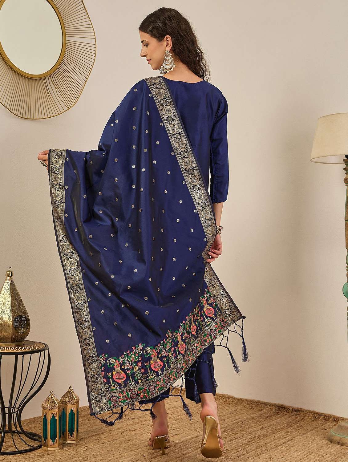 women self design three quarter sleeve kurta pant with dupatta set - 22322610 -  Standard Image - 2