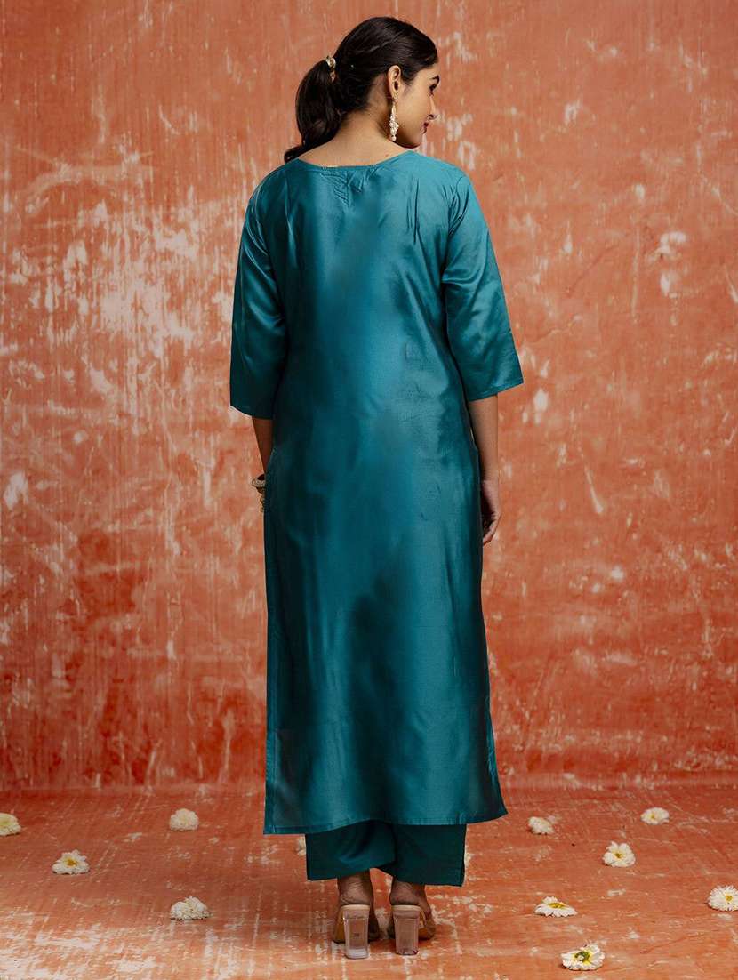 Women Self Design Three Quarter Sleeve Kurta Pant With Dupatta Set - 22322620 -  Standard Image - 2