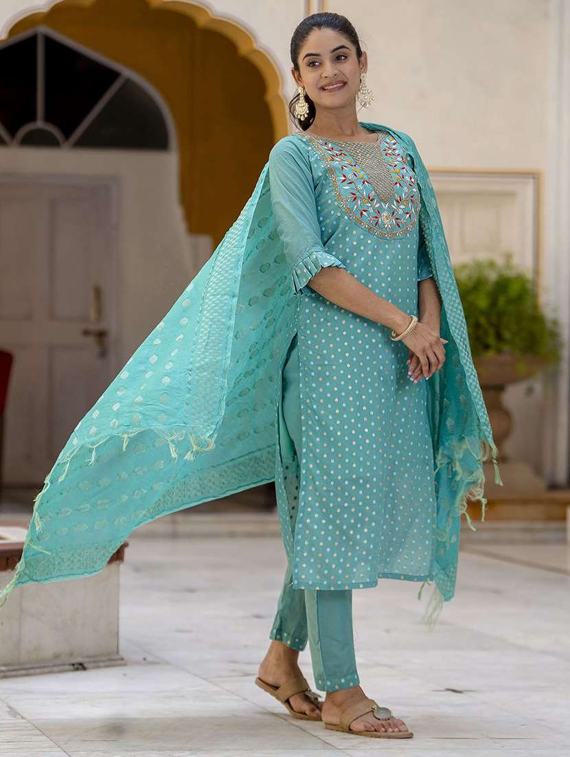 women self design three quarter sleeve kurta pant with dupatta set - 22322662 -  Standard Image - 2
