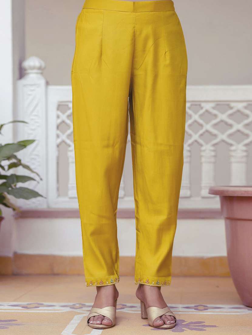 women solid with work three quarter sleeve kurta pant with dupatta set - 22322695 -  Standard Image - 2