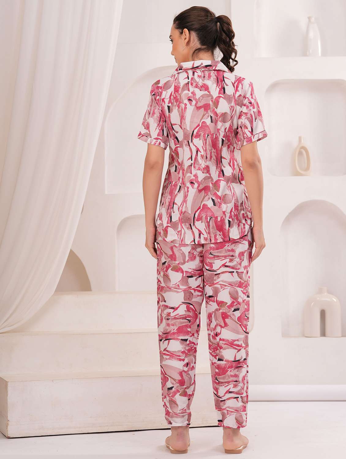 women printed nightwear pyjama set - 22322911 -  Standard Image - 2