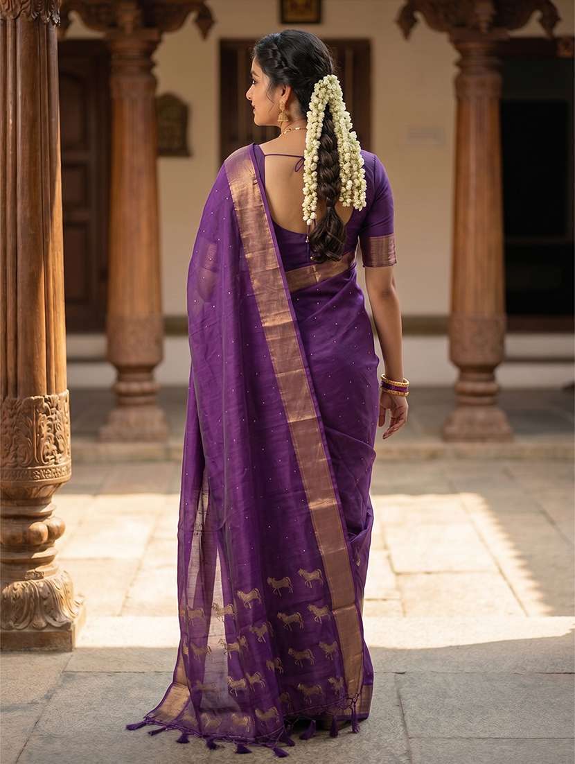 Women Self Design Bordered Saree With Blouse - 22322943 -  Standard Image - 2