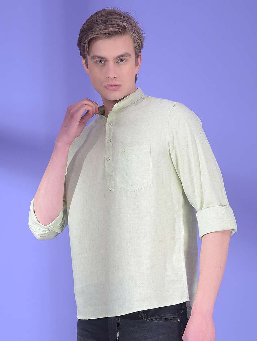 men solid mandarin neck short kurta - 22322948 -  Standard Image - 2