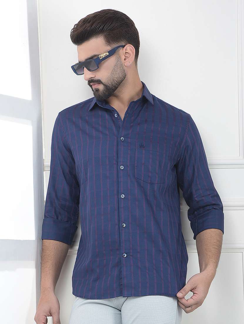 men checkered long sleeve slim fit casual shirt
