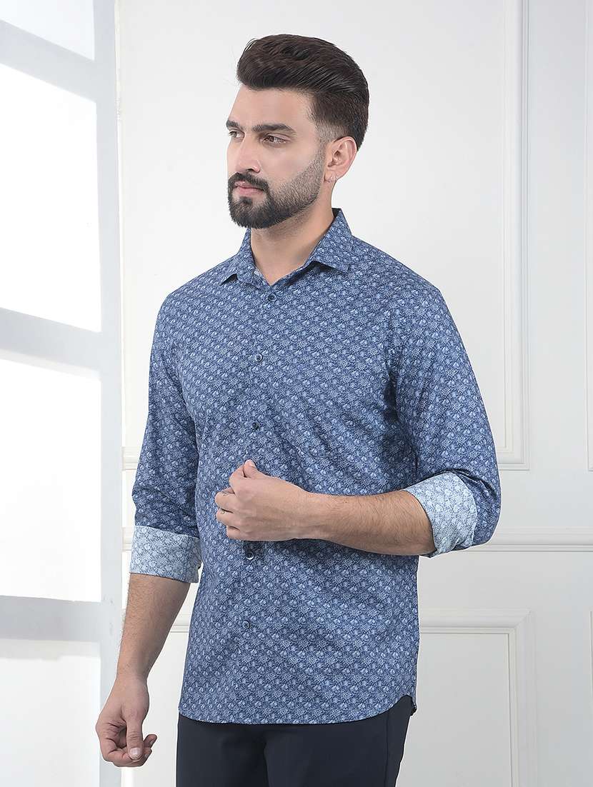 men printed long sleeve slim fit casual shirt - 22323009 -  Standard Image - 2