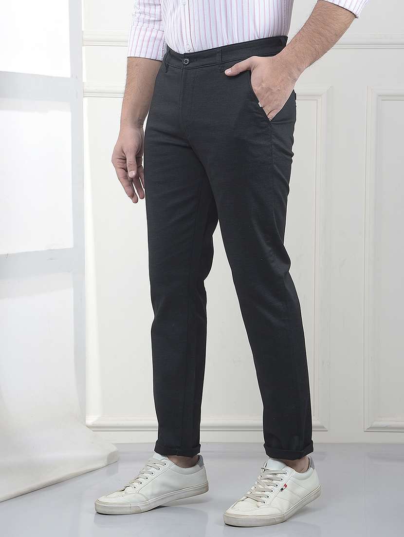 Men Solid Mid Rise Chinos Casual Trouser - 22323054 -  Standard Image - 2