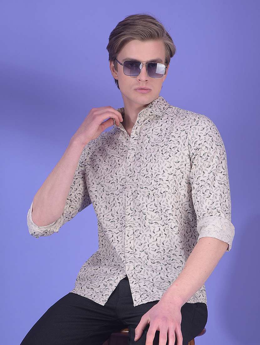 beige cotton casual shirt