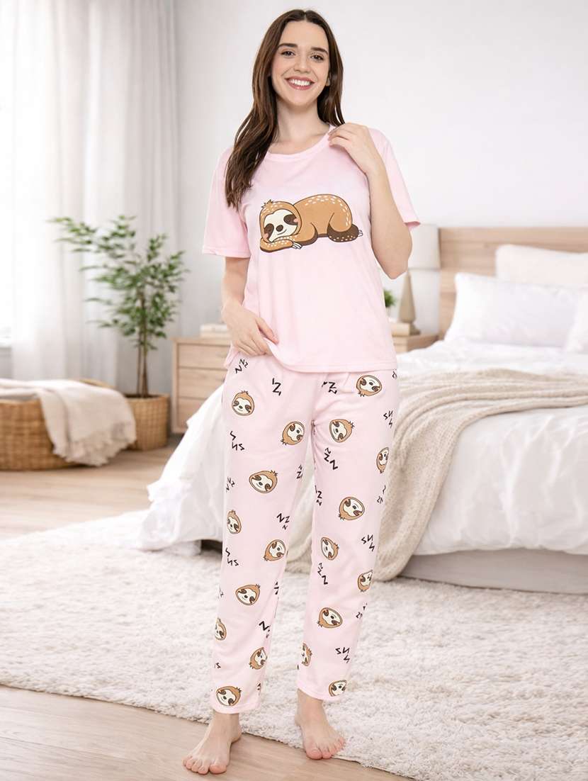 women printed nightwear pyjama set