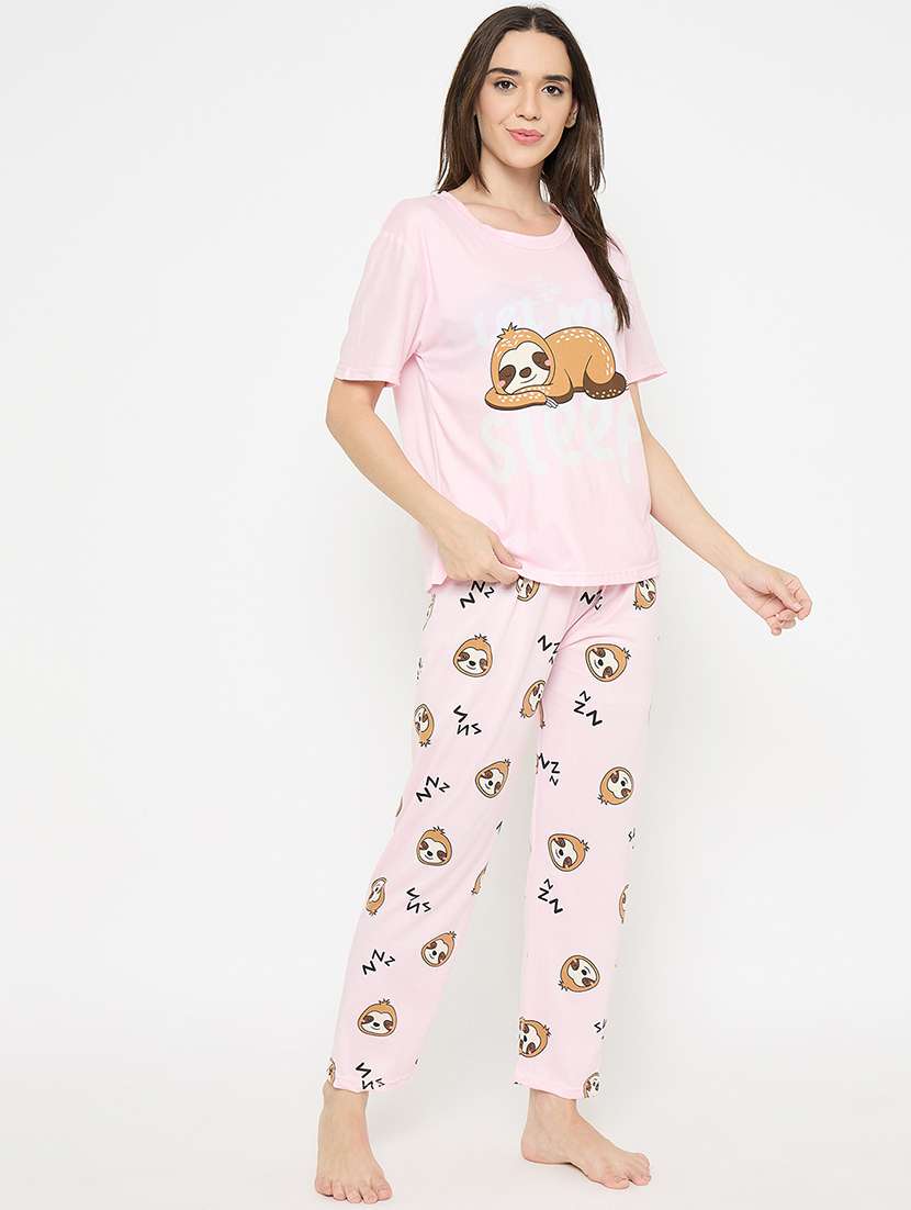 women printed nightwear pyjama set - 22323236 -  Standard Image - 2