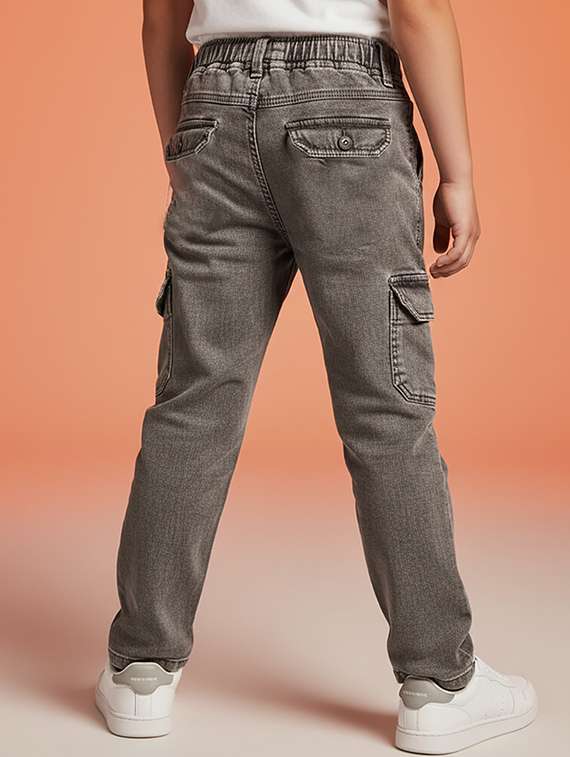 boys solid mid rise cargo - 22323249 -  Standard Image - 2