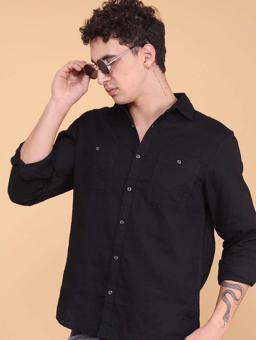 men solid long sleeve regular fit casual shirt