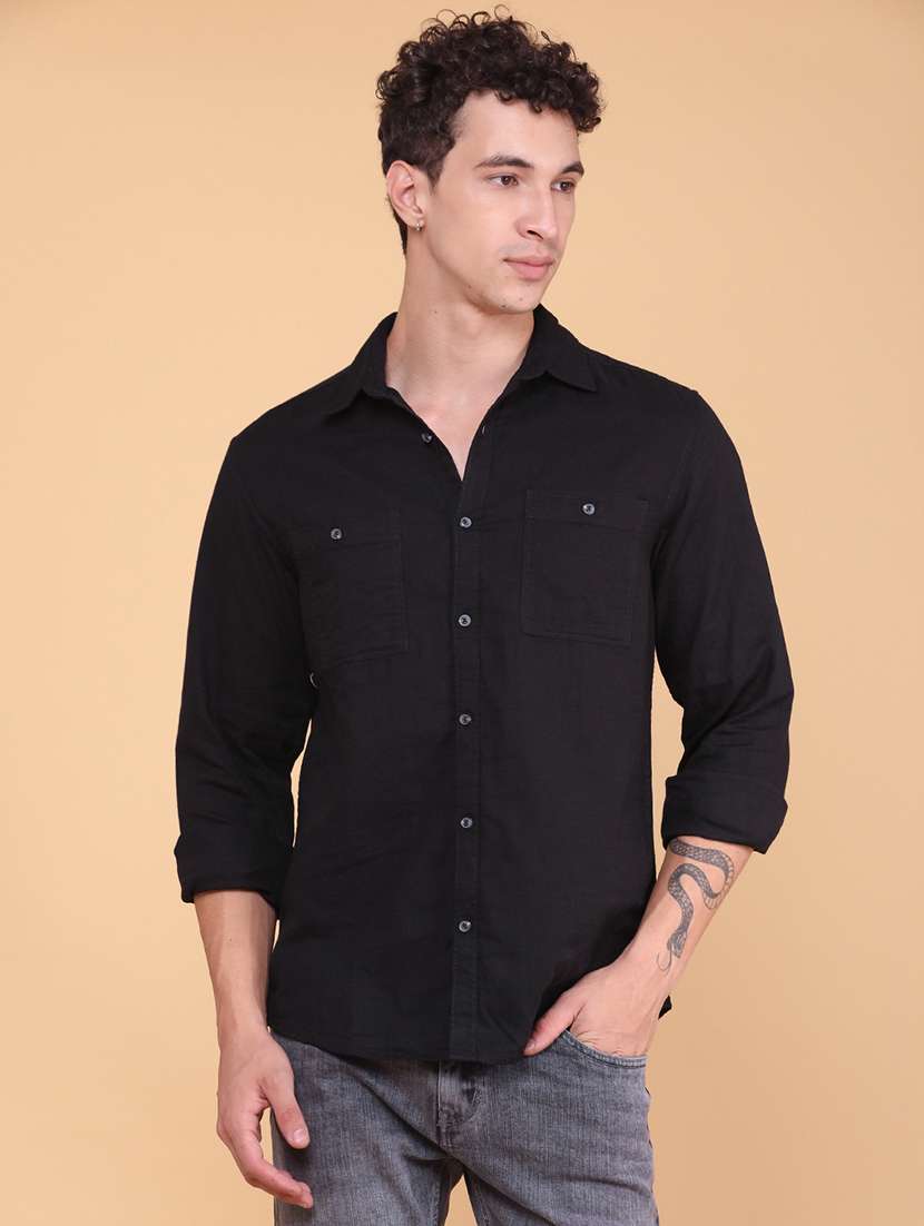 men solid long sleeve regular fit casual shirt - 22323399 -  Standard Image - 2