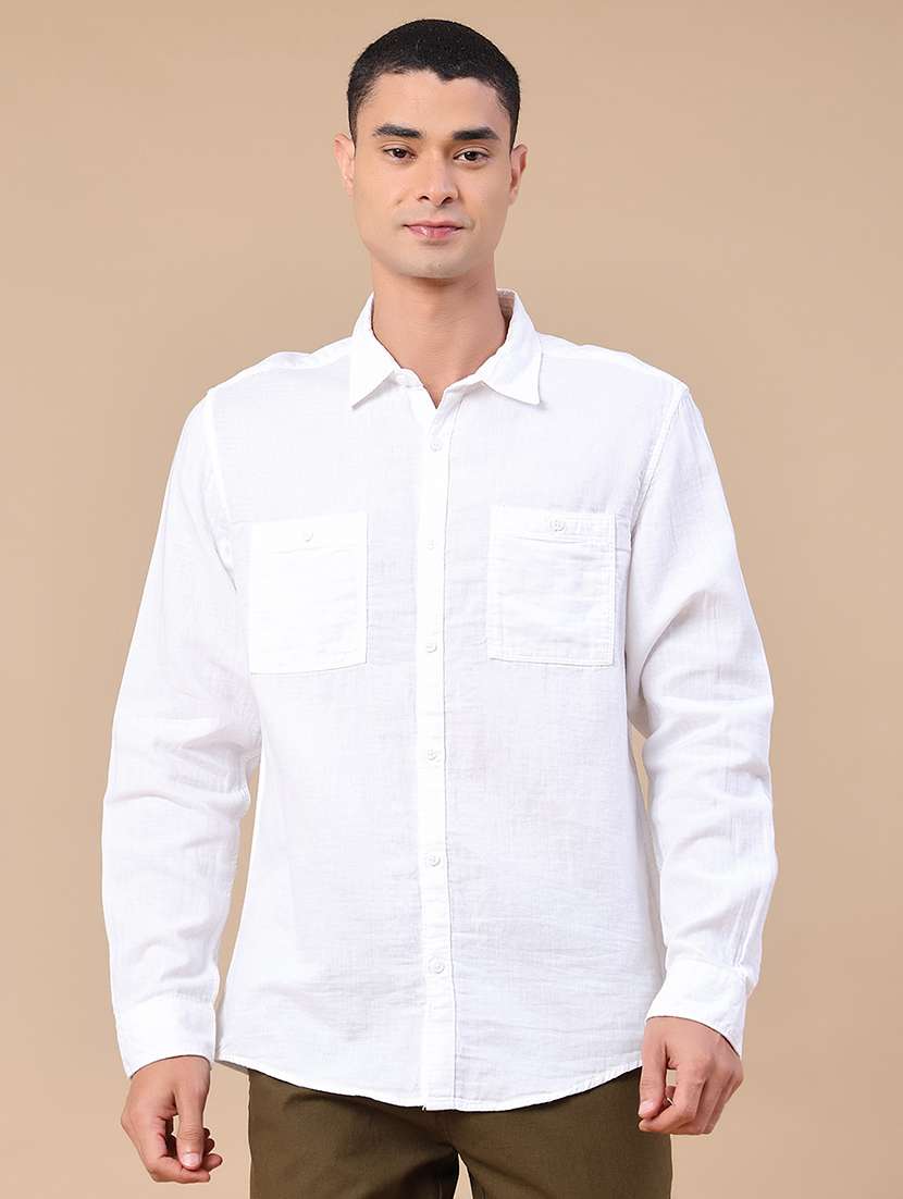 men solid long sleeve regular fit casual shirt - 22323400 -  Standard Image - 2
