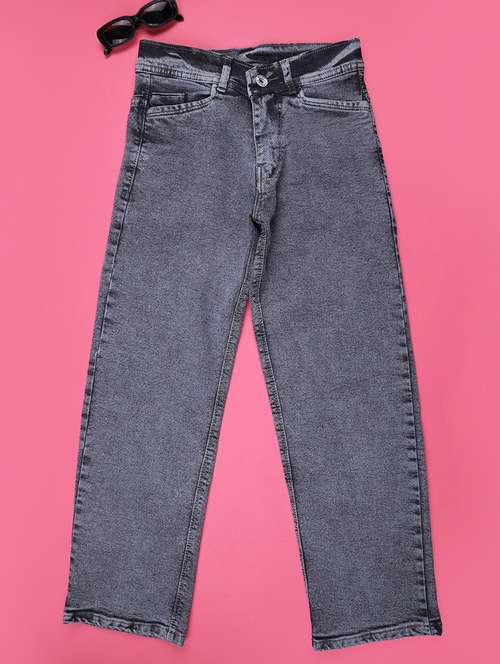 Boys Solid Mid Rise Straight Jean