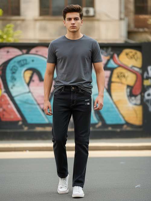 Boys Solid Mid Rise Straight Jean